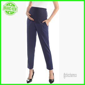 Maternity Work Pants Over Belly Stretch Office Trousers with Pockets
